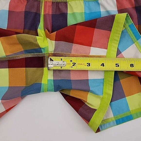 Lululemon Special Edition Seawheeze Multi Lime Blue Plaid Short 4.5" Inseam Sz 4 - Picture 12 of 12